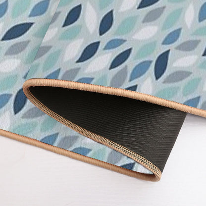Teal Blue And Aqua Blue Leaf Pattern  Odorless Bath Mat