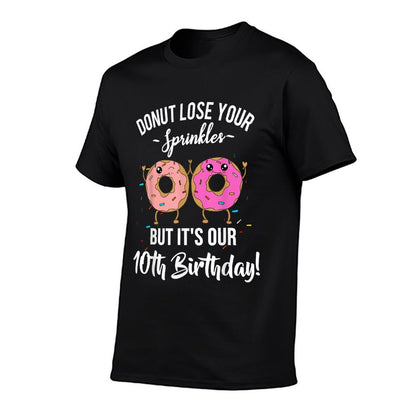 10th Birthday Twins Funny Donut Theme Party Quote Tenth Bday  Affordable Price T-Shirt