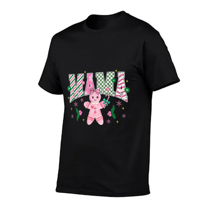 Women Girly Pink Christmas Mama Gingerbread Coquette  Lightweight T-Shirt