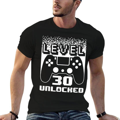 30th Birthday For Men Level 30 Unlocked Gamer 30 Year Old  Trendy Pattern T-Shirt