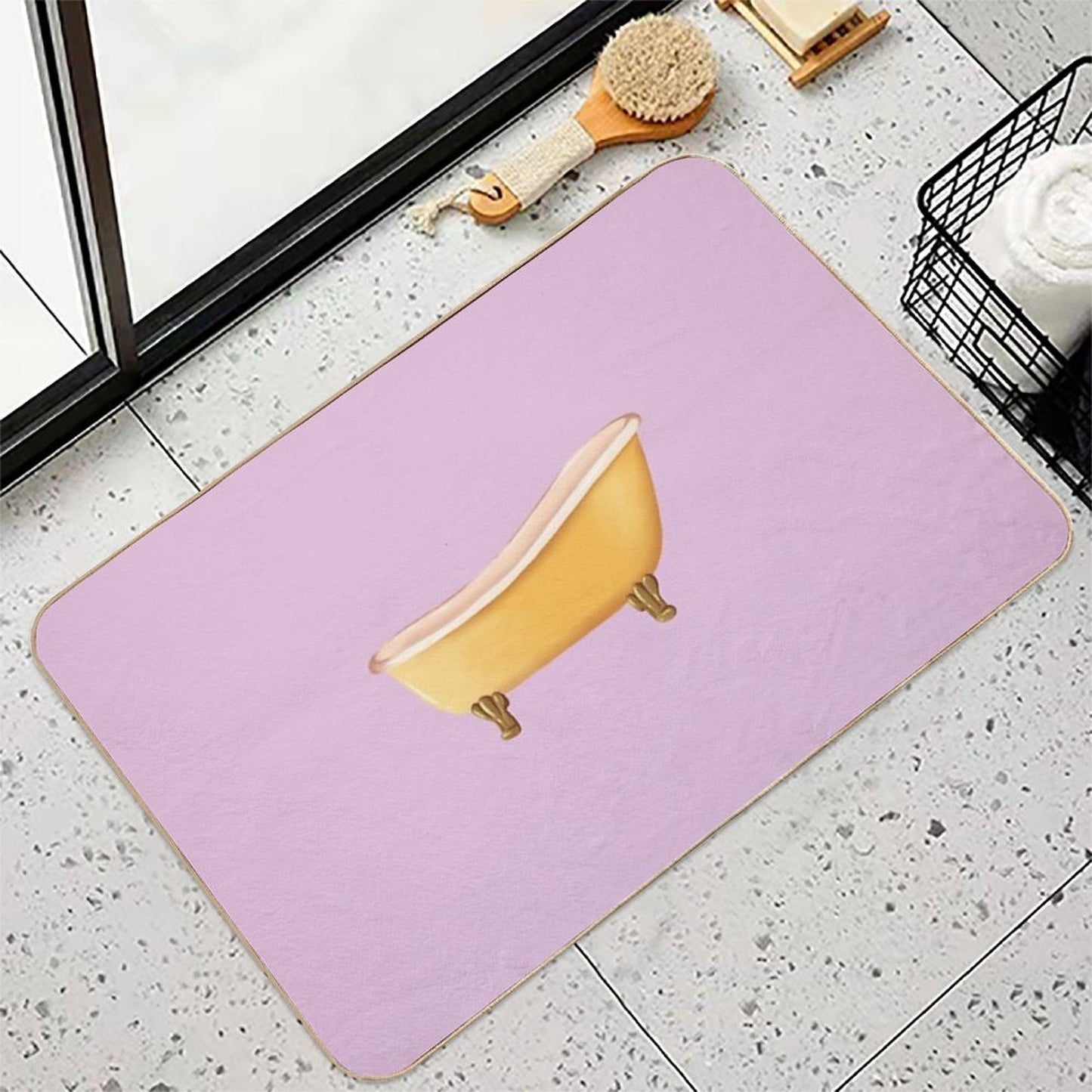 Vintage Yellow Bathtub  Repositionable Bath Mat