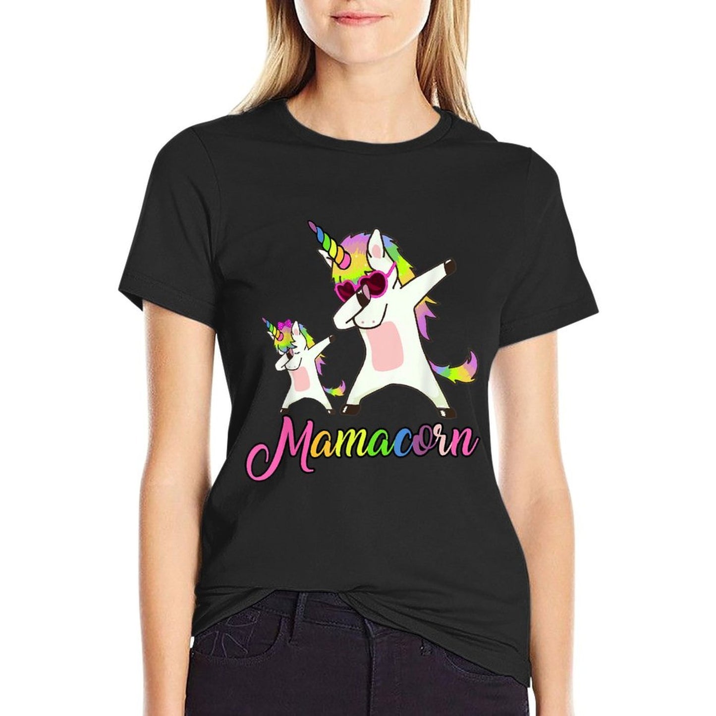 Mamacorn Funny Unicorn Mommy Unicorn Girl And Mother  Stretchy T-Shirt