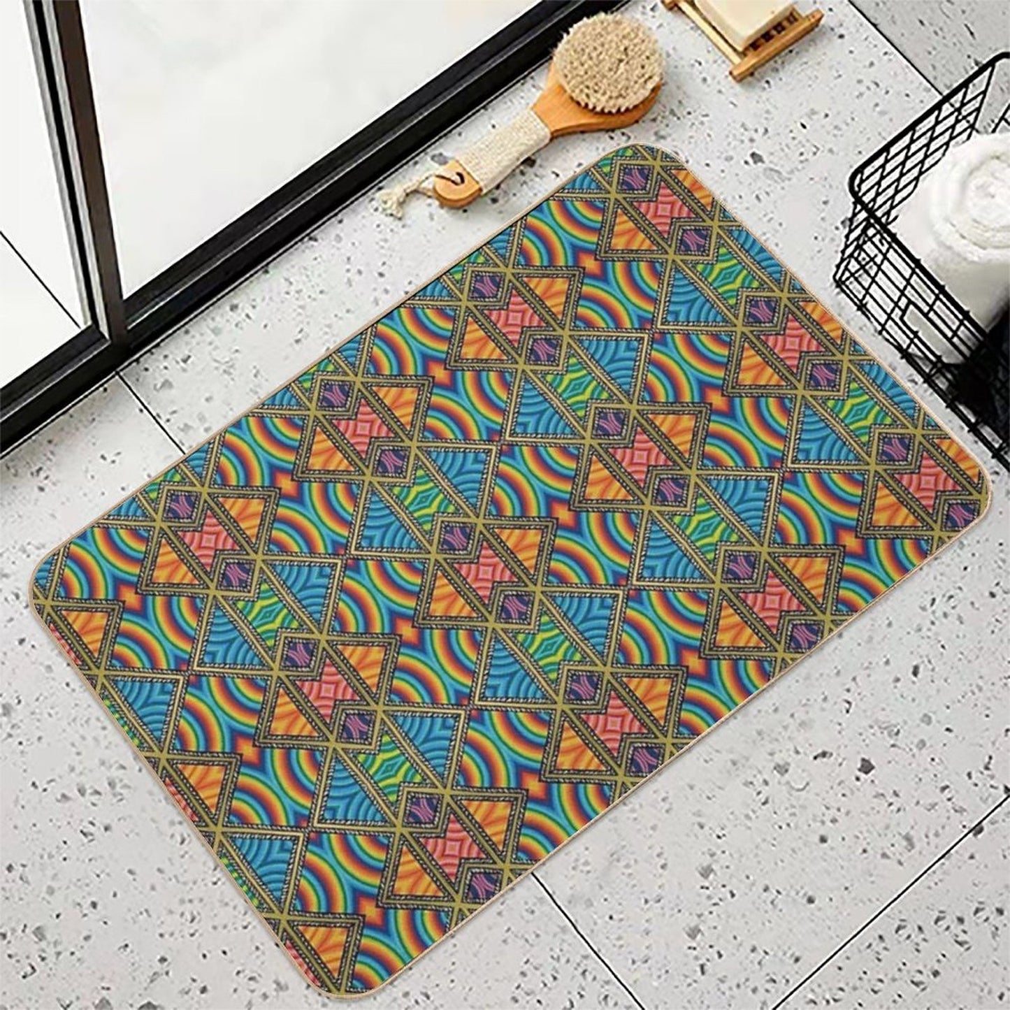 Technicolor Kaleidoscope  Easy To Clean Bath Mat