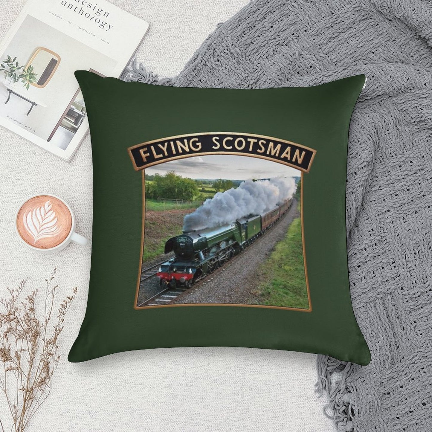 Flying Scotsman And Nameplate Soft Durable Construction Throw Pillow