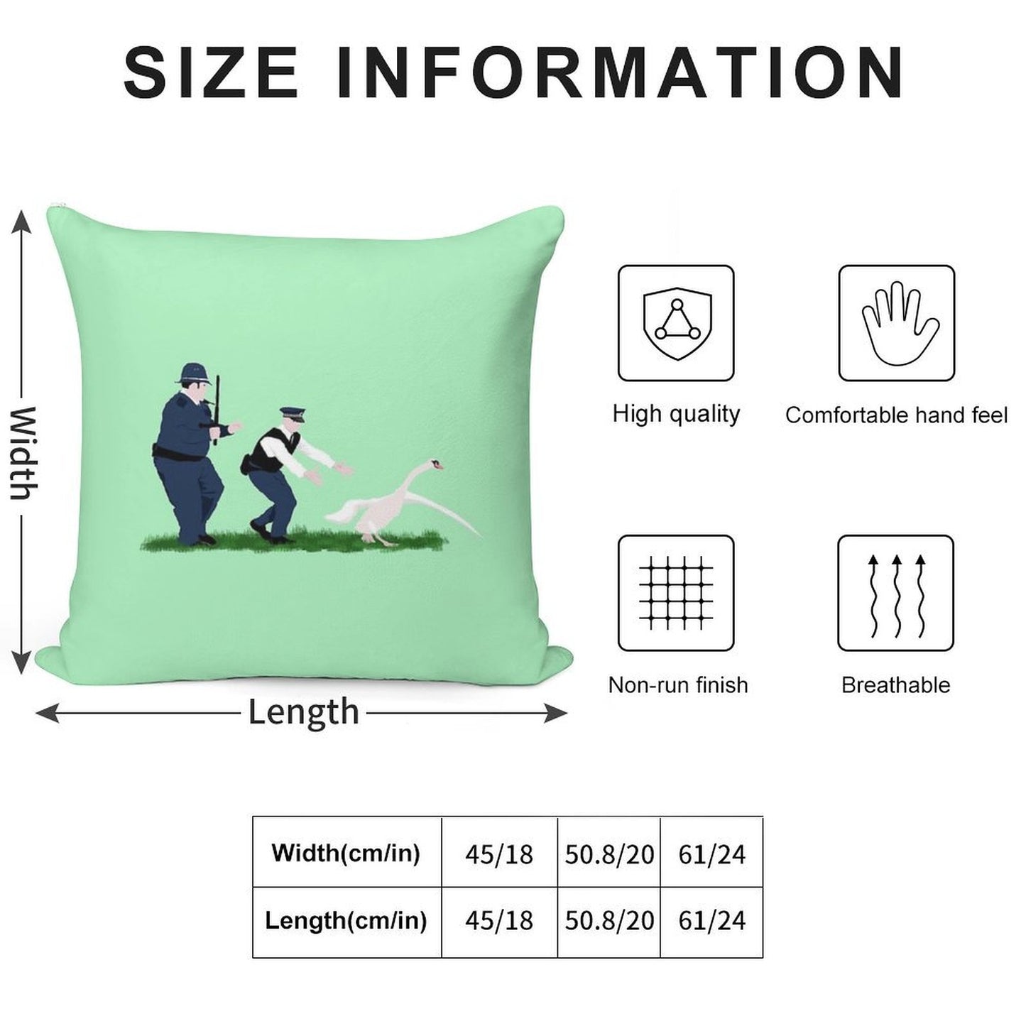 Swan Cops Soft Washable Throw Pillow