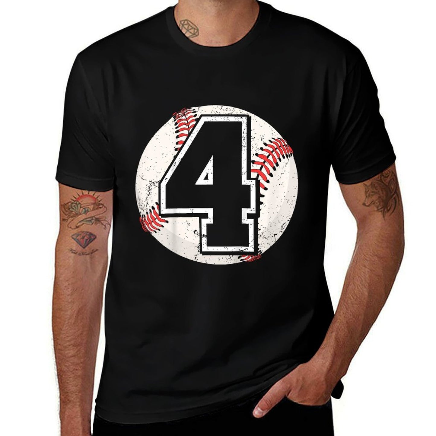 Kids Birthday Boy 4 Four Baseball 4th Birthday Baseball Player  Classic T-Shirt