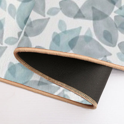 Watercolor Scatter Leaves (Teal)  Non-Slip Bath Mat