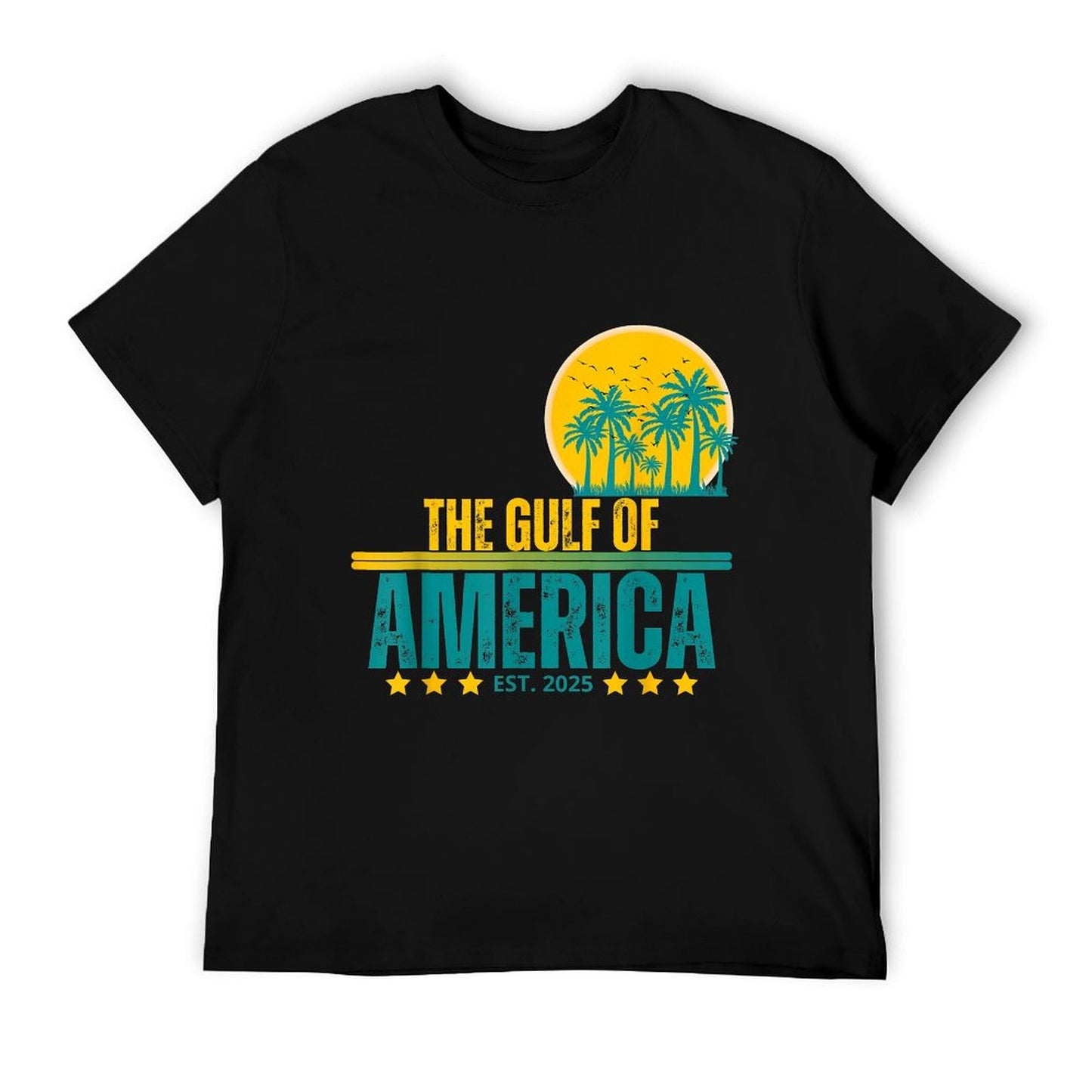 Retro Vintage The Gulf of USA America 2-Side American Flag High-quality Stitching T-Shirt