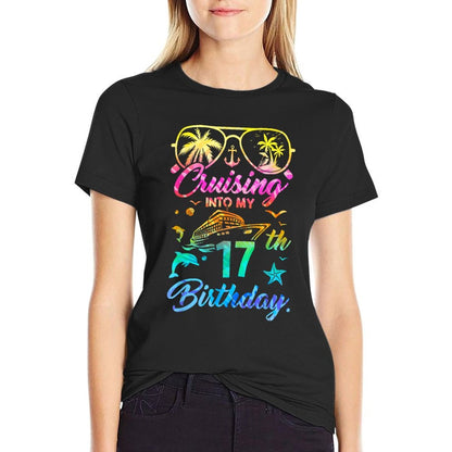 Cruising Into My 17Th Birthday Party 17 Years Old Cruise  Wrinkle-resistant T-Shirt