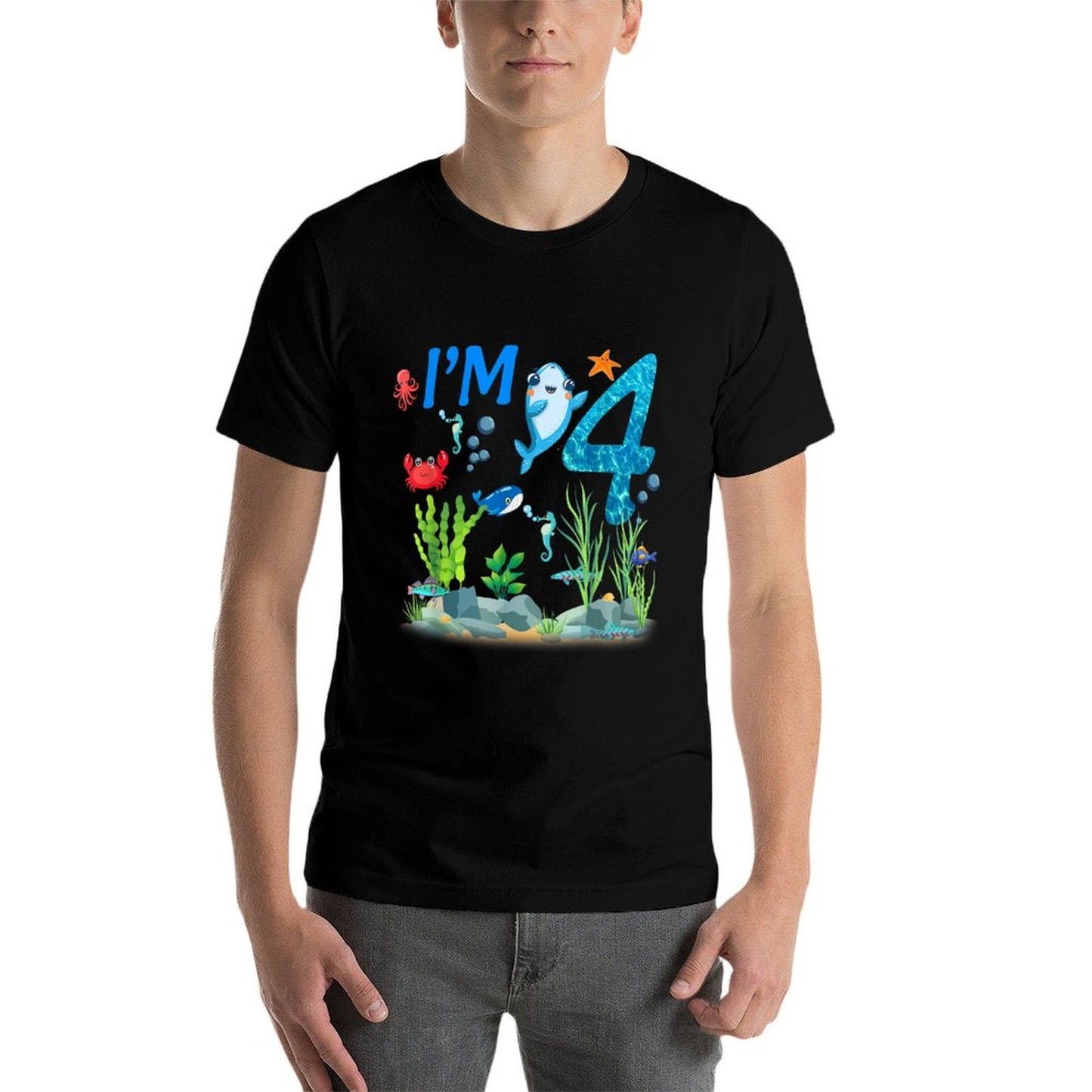 4 Year Old Ocean Themed Birthday Under The Sea 4th Birthday  Soft T-Shirt