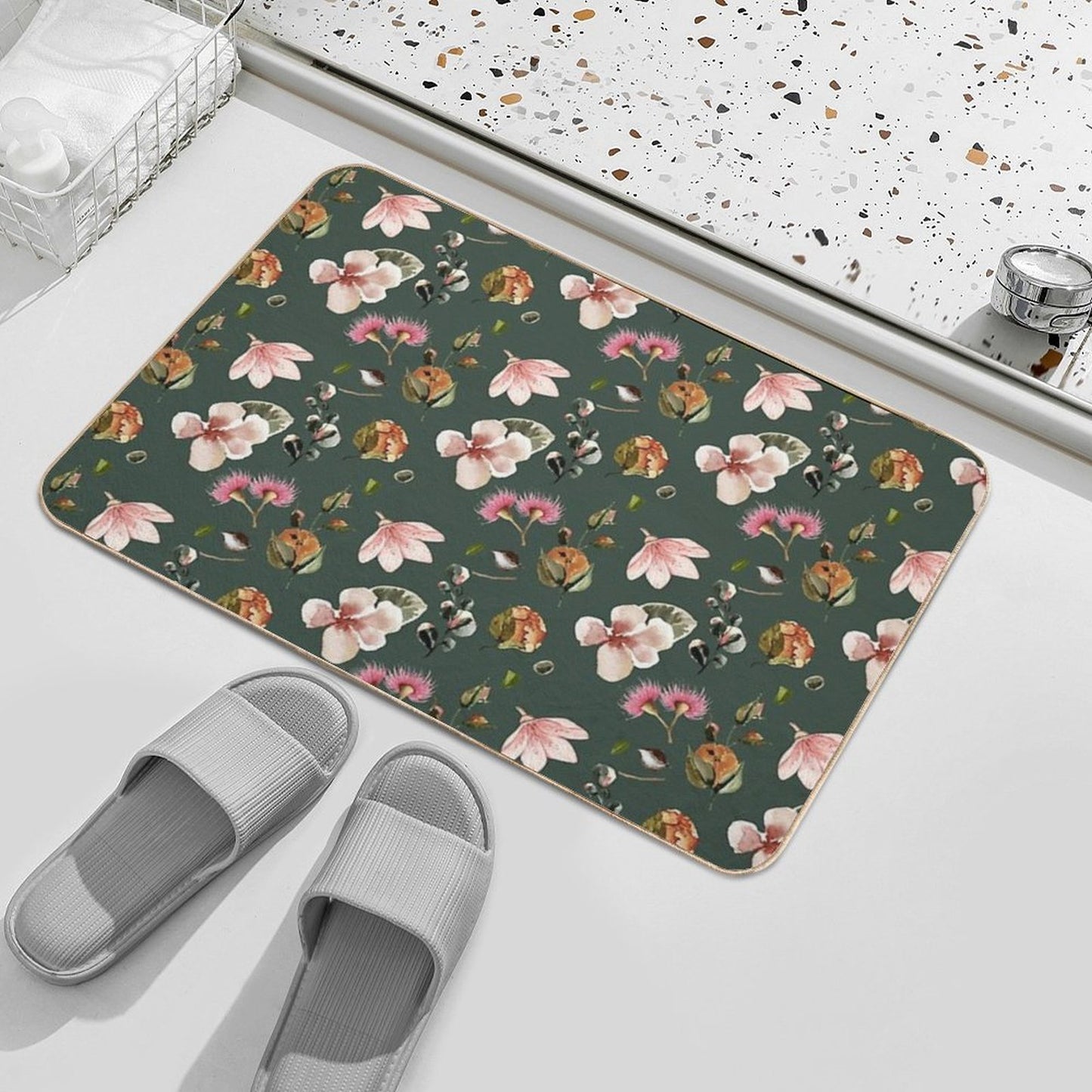 Vintage Floral Pattern  Dirt-Trapping Bath Mat