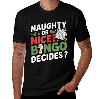 Naughty Or Nice Bingo Decides Funny Bingo Christmas  Oversized Silhouette T-Shirt