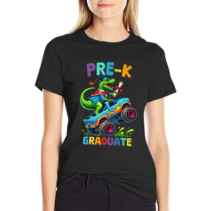 Pre-K Graduation Monster Truck Dinosaur Boys Kids Dino  Tagless Design T-Shirt
