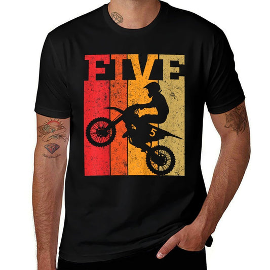 Kids 5th Birthday Boys 5 Five Dirt Bike Motocross Motorcycle Race  Eco-friendly Material T-Shirt