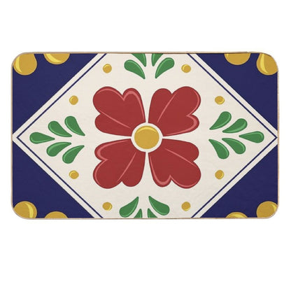 Mexican Talavera Floral Pattern by Akbaly  Fade-Resistant Bath Mat