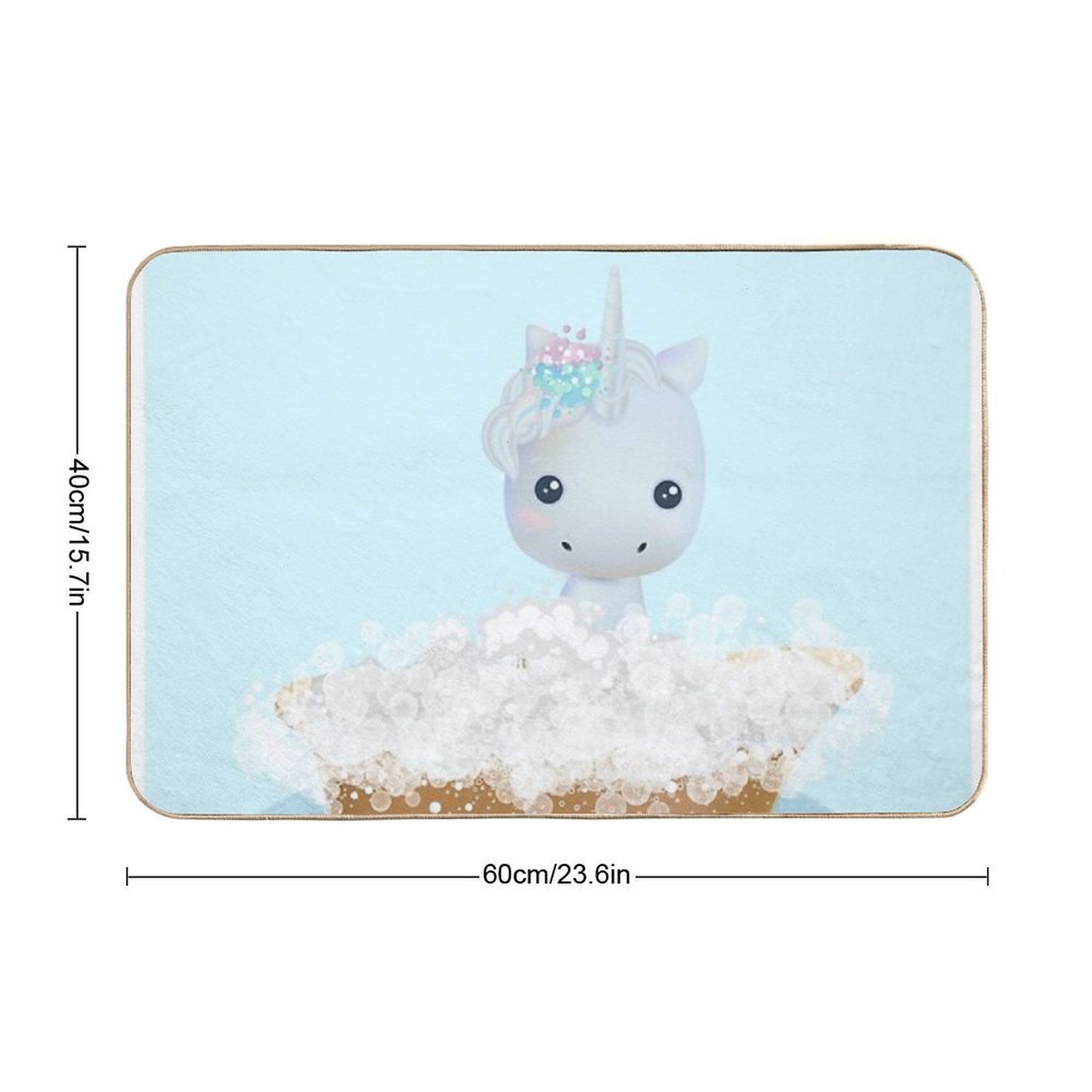 Cute Baby Unicorn in A Bathtub, Boys Bathroom Print, Safari Baby Animals in Tub, Whimsy Animal, Kids Bathroom Art  Eco-Friendly Bath Mat