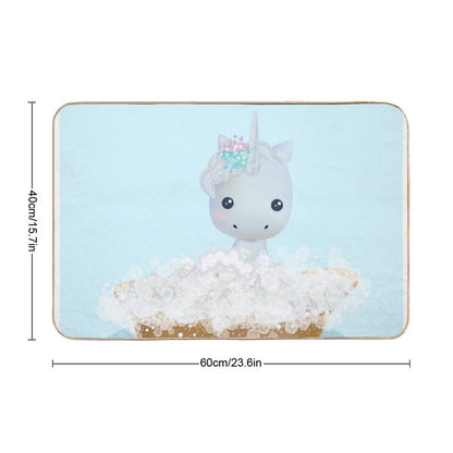 Cute Baby Unicorn in A Bathtub, Boys Bathroom Print, Safari Baby Animals in Tub, Whimsy Animal, Kids Bathroom Art  Eco-Friendly Bath Mat