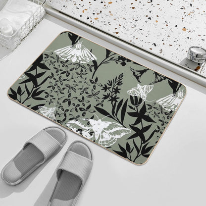 Moths And Flowers Graphic Pattern  Odorless Bath Mat