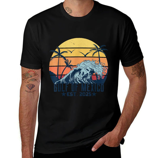 Retro Gulf Of USA America Est 2025 American Flag Gulf Mexico Durable T-Shirt