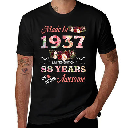 Made In 1937 88 Year Of Being Awesome Floral Birthday Women  Odor-resistant T-Shirt