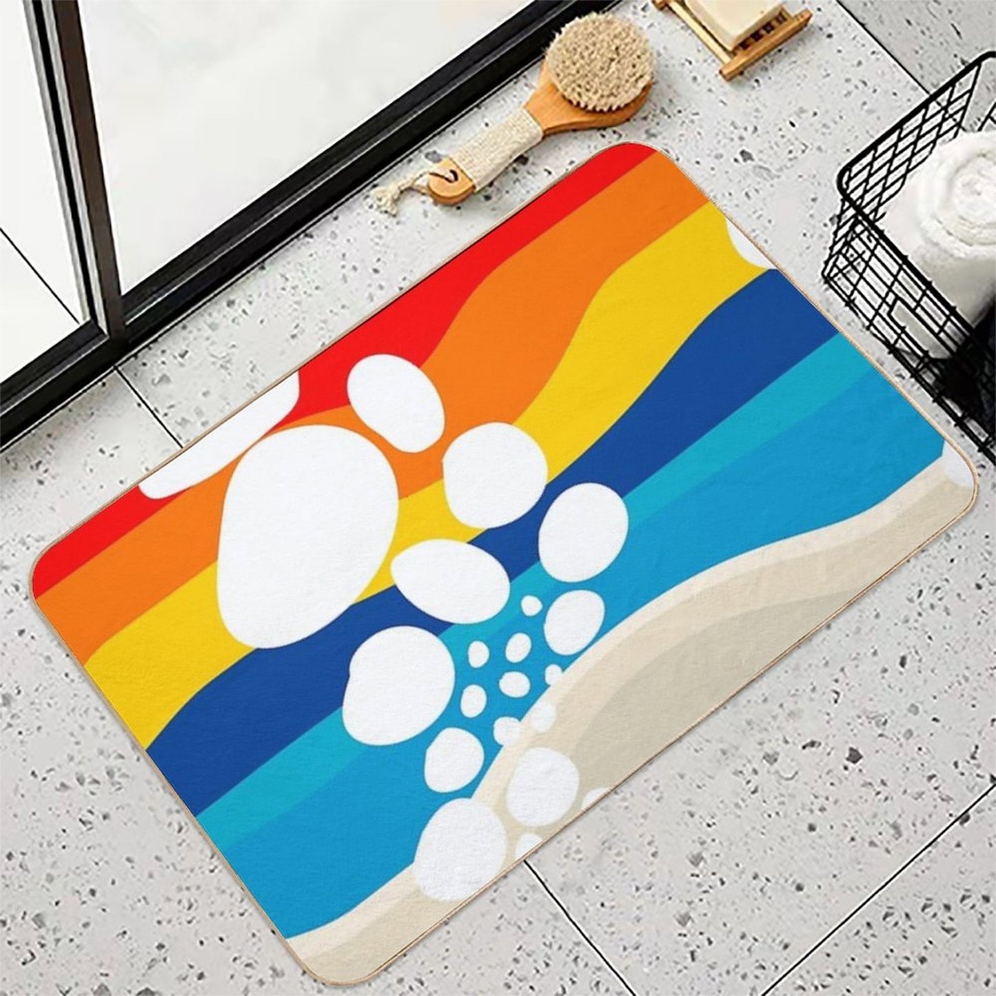 Beach Summertime Abstract Rainbow Print  Toxin-Free Bath Mat