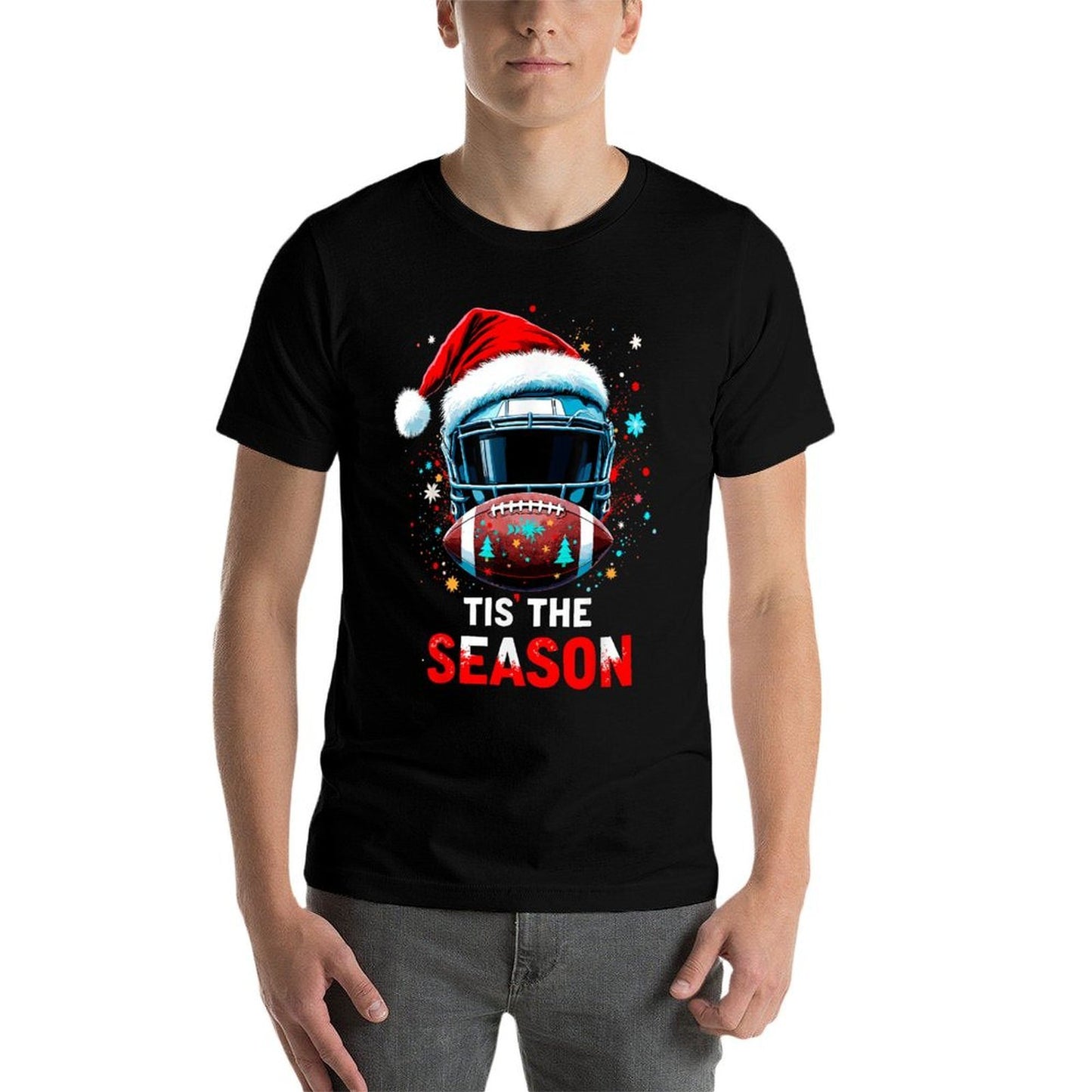 Football Ball Santa Tis The Season Christmas Xmas Party  Versatile T-Shirt