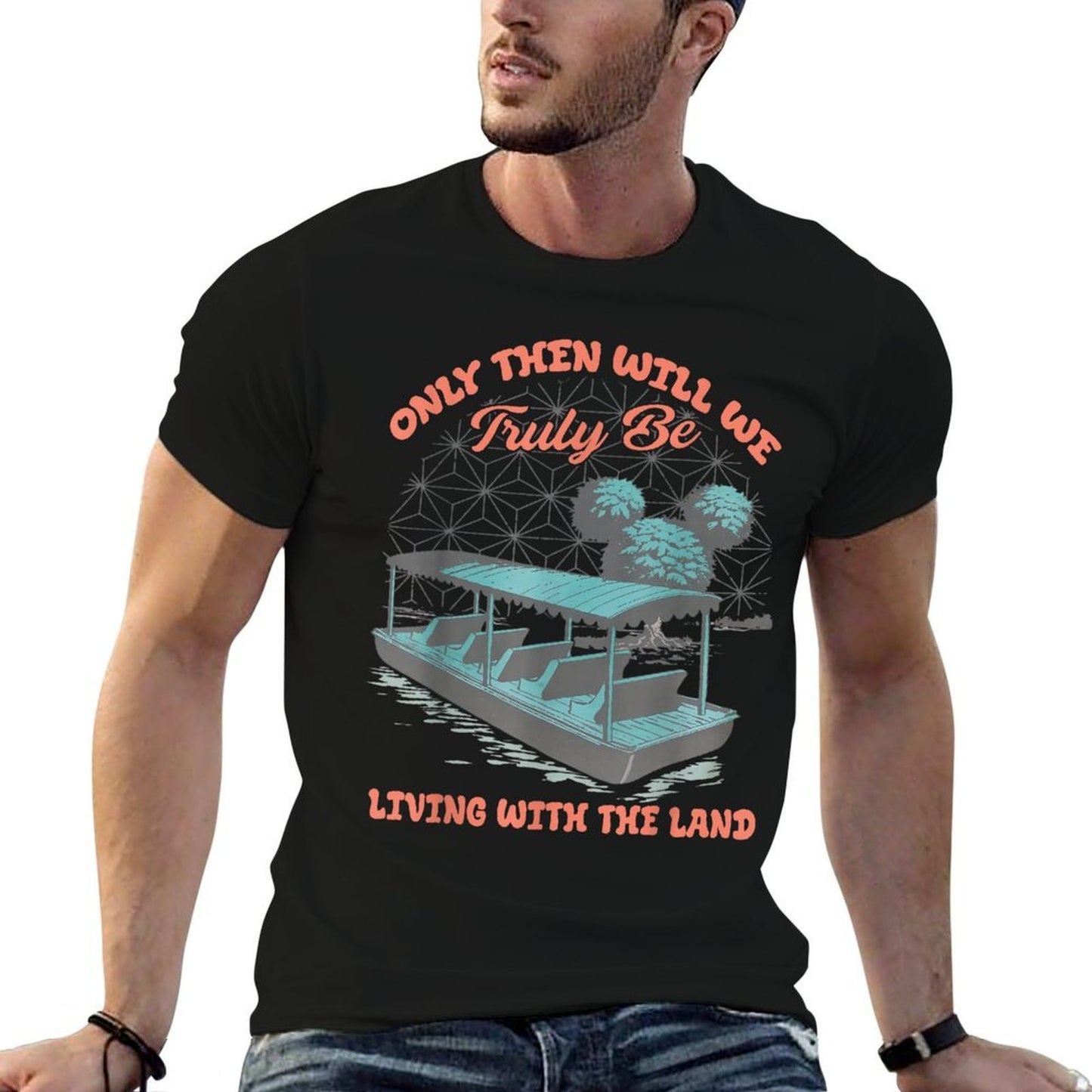 Epcot Boat Nature Truly Living with The Land  Rolled Sleeves T-Shirt
