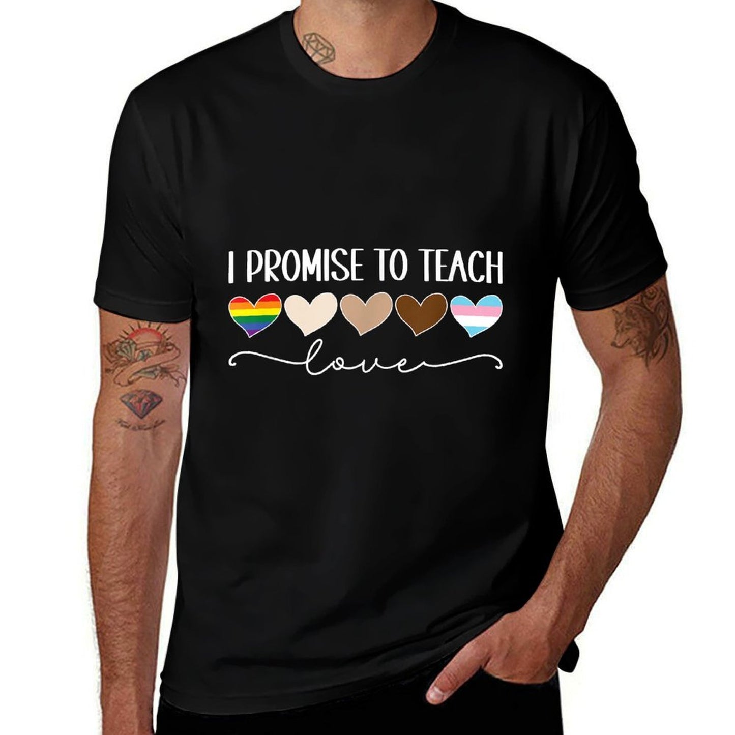 LGBTQ Proud Ally I Promise To Teach Love Pride Teacher  Polyester Blend T-Shirt
