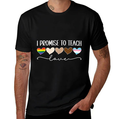 LGBTQ Proud Ally I Promise To Teach Love Pride Teacher  Polyester Blend T-Shirt