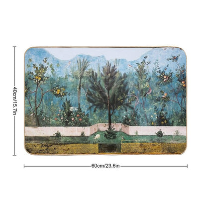ANTIQUE ROMAN WALL PAINTING Flower Garden Flying Birds Pine,Quince And Apple Trees  Multi-Purpose Bath Mat