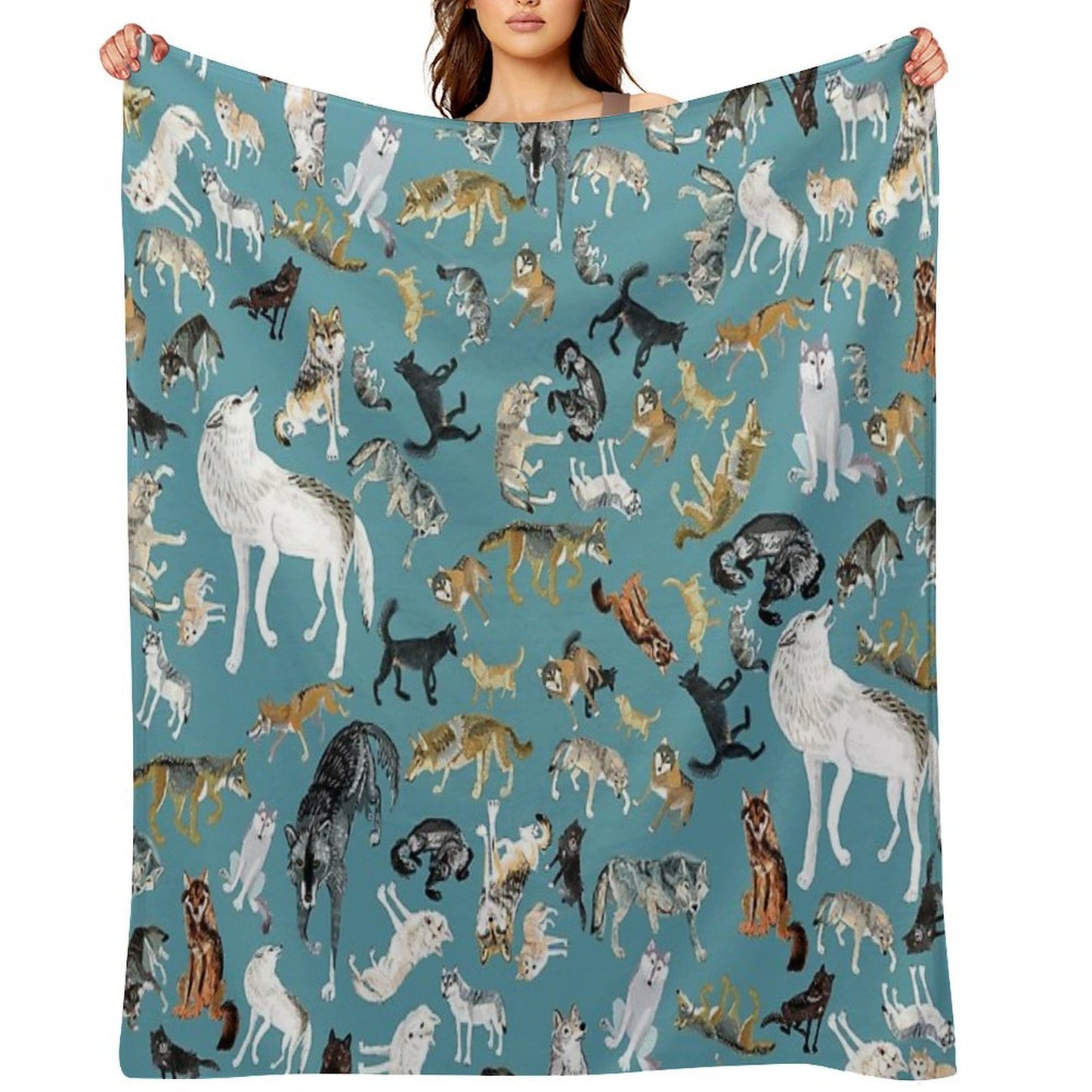 Wolves of The World Pattern 2 Durable Throw Blanket