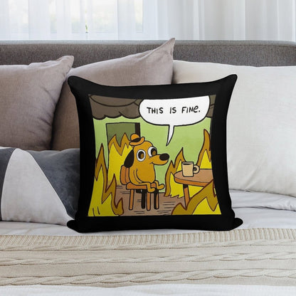 This Is Fine - Funny Meme Soft Multiple Sizes Throw Pillow
