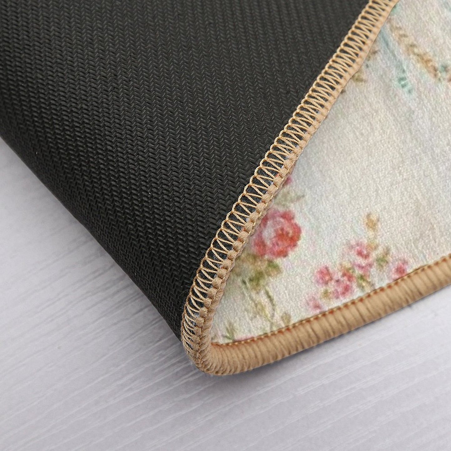 Rococo Vintage French Floral Wallpaper With Roses, Ribbons And Bows  Fade-Resistant Bath Mat