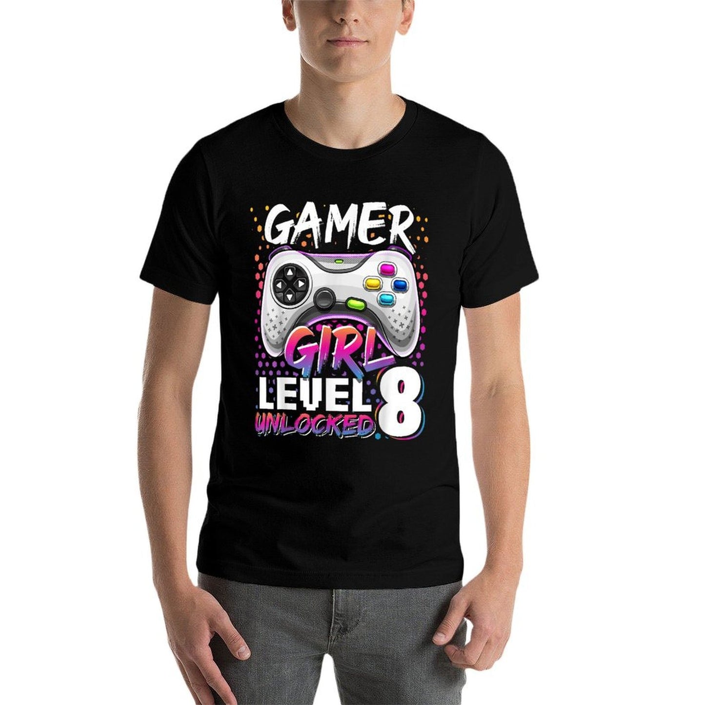 Gamer Girl Level 8 Unlocked Video Game 8th Birthday Gift  Vintage-inspired T-Shirt