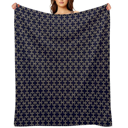 Radiant Symmetry - Seamless Gold And Blue Geometry Durable Throw Blanket