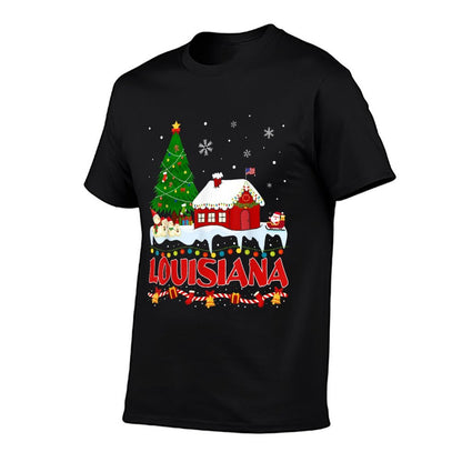 Louisiana Christmas Tree Light Pyjama State of Louisiana San  Durable T-Shirt