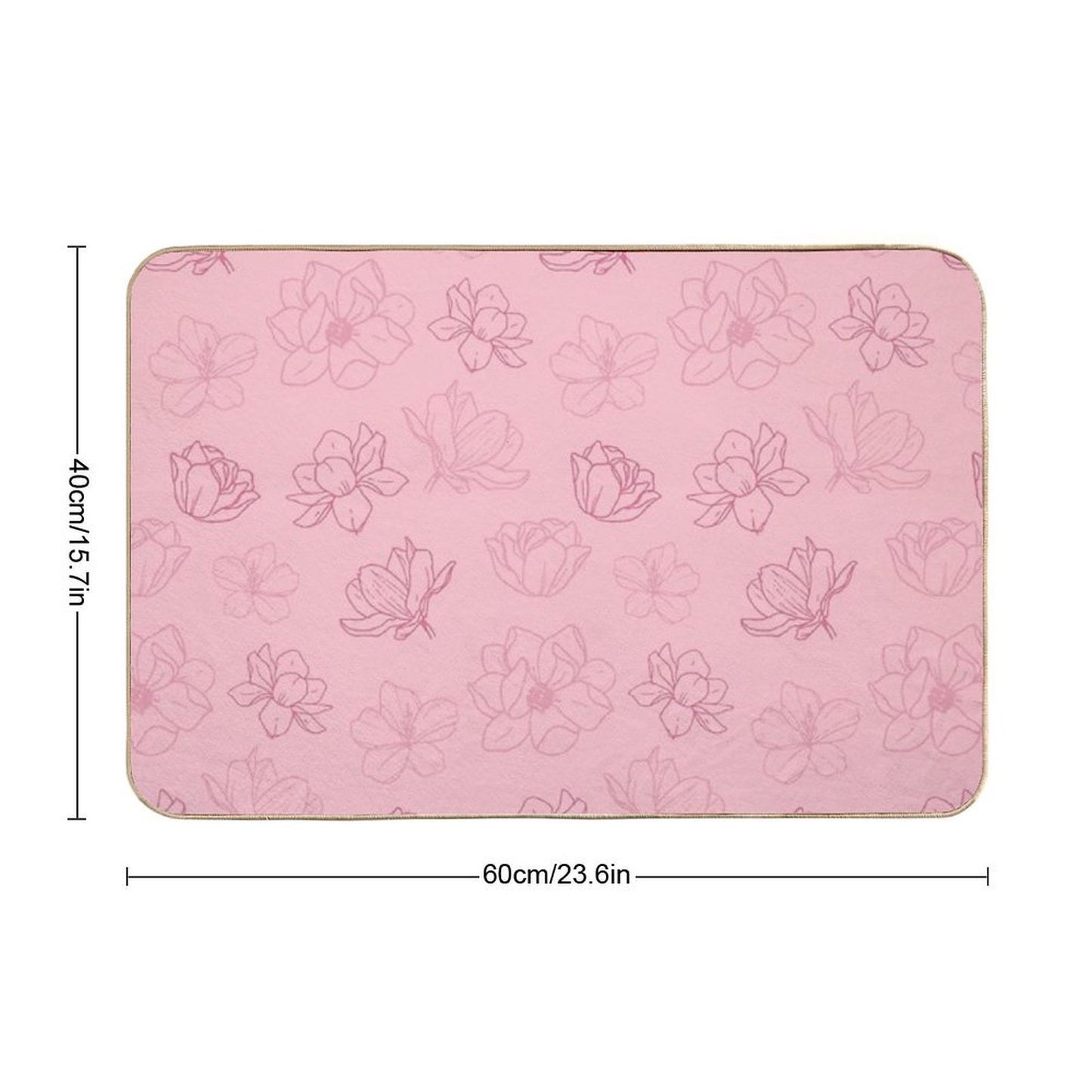 Pink Flowers Floral Minimalist Pattern  Easy To Clean Bath Mat