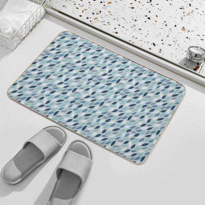 Teal Blue And Aqua Blue Leaf Pattern  Odorless Bath Mat
