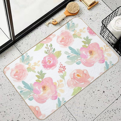Peony Floral Print  Eco-Friendly Bath Mat