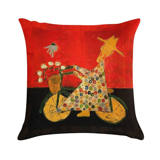 Bicycle Monk And Bluebird Soft Style Accent Throw Pillow