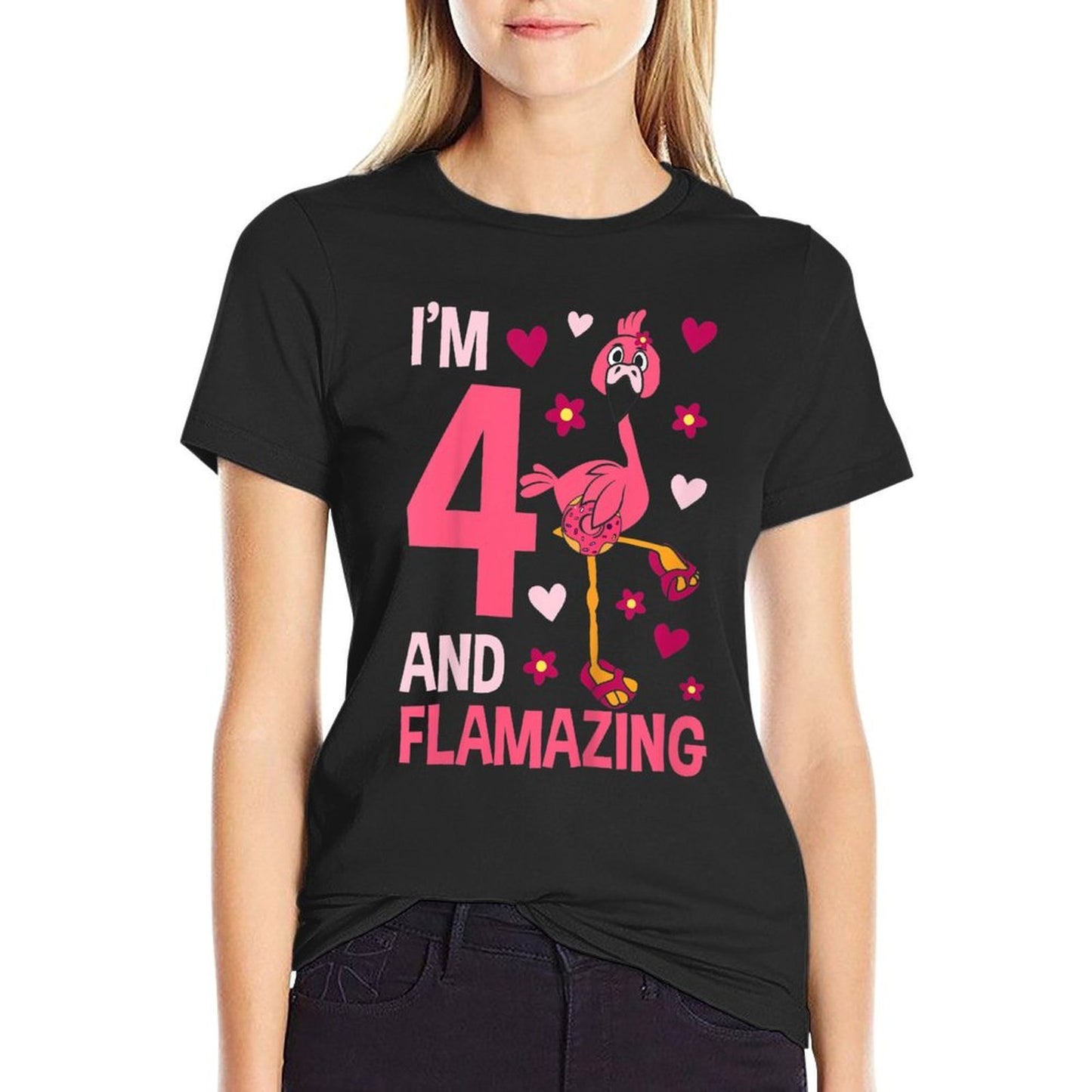 Kids I&#39;m 4 And Flamazing Flamingo Birthday For Girls 4-Year-Old  Versatile T-Shirt