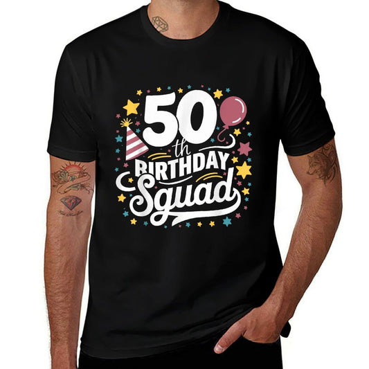50th Birthday Squad Bday Party Family Friends Group Matching  Heathered Texture T-Shirt