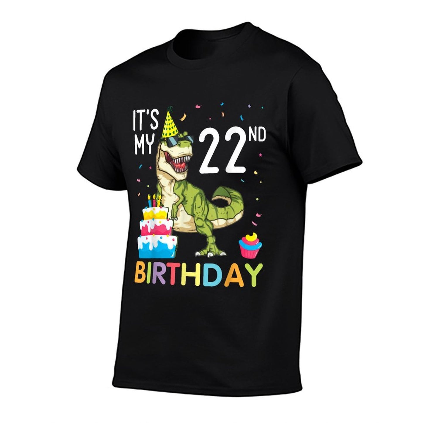 Dinosaur With Cake It's My 22nd Birthday Happy 22 Years Old  Soft T-Shirt