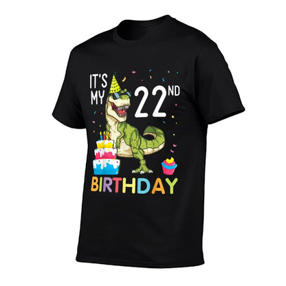 Dinosaur With Cake It's My 22nd Birthday Happy 22 Years Old  Soft T-Shirt
