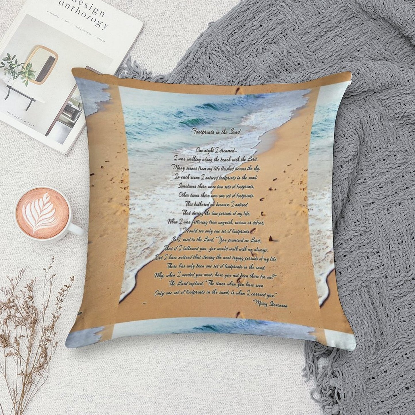 FootPrints in The Sand Soft Multiple Sizes Throw Pillow