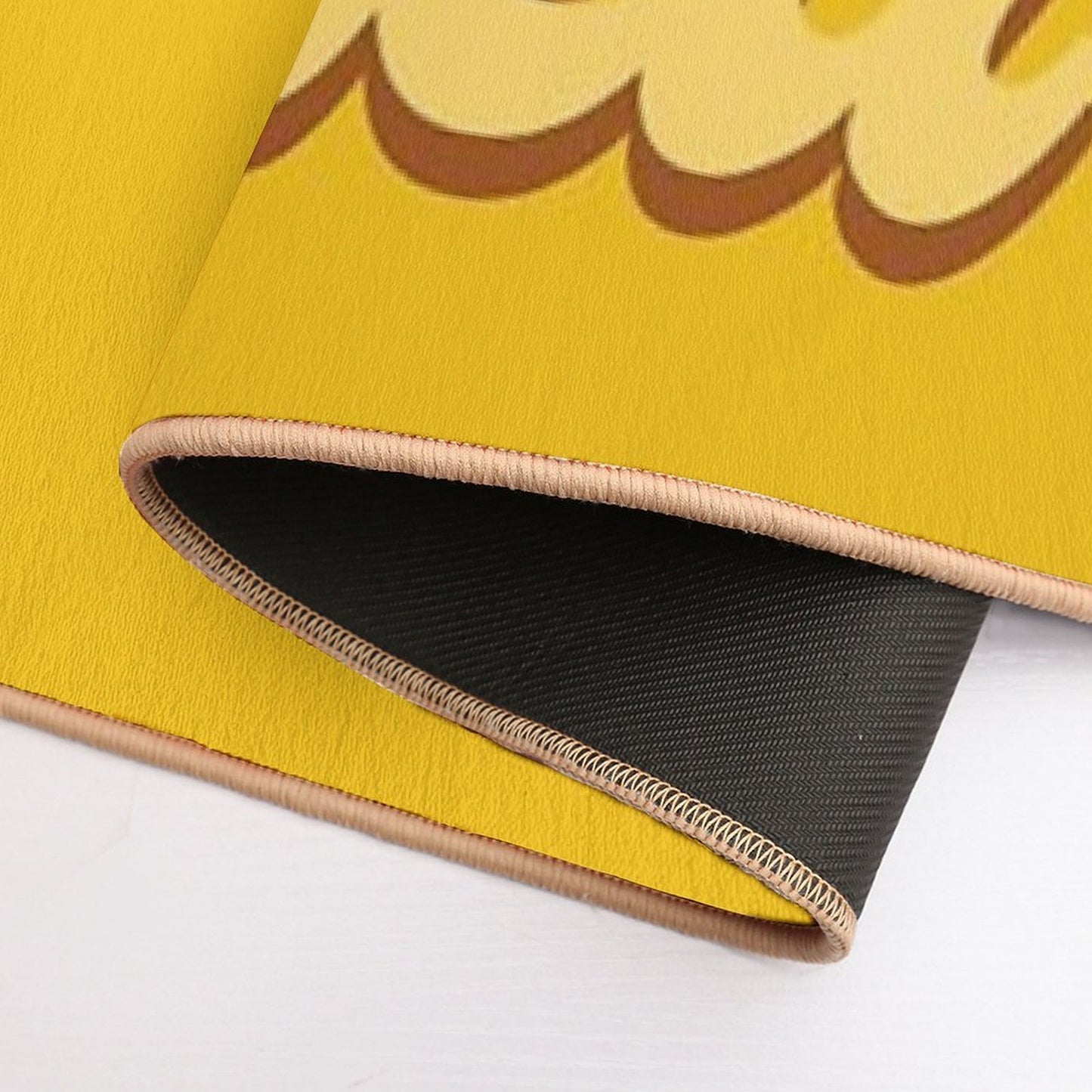 Get Naked - Typography Mustard  Easy To Clean Bath Mat