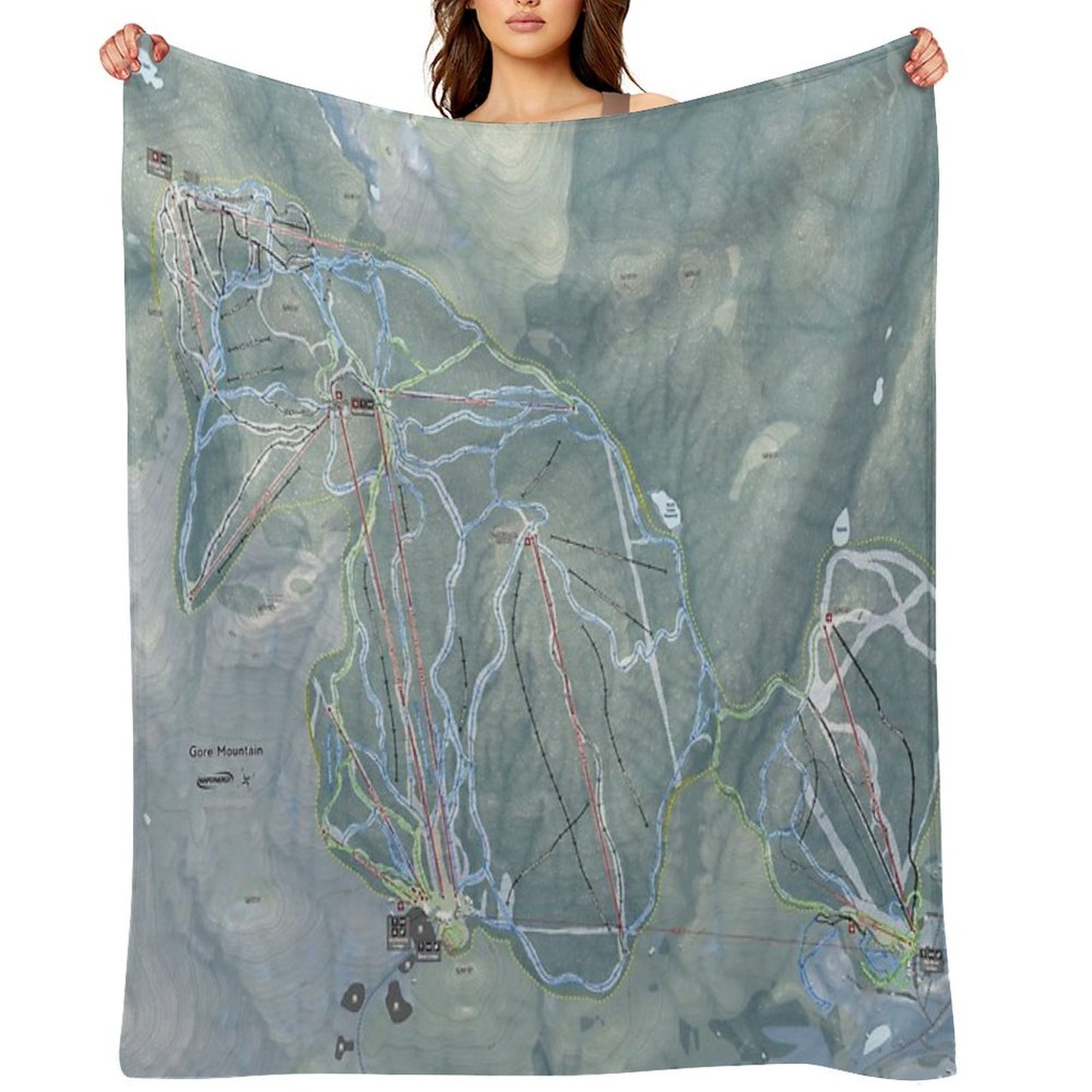 Gore Mountain Resort Trail Map Wrinkle-free Throw Blanket