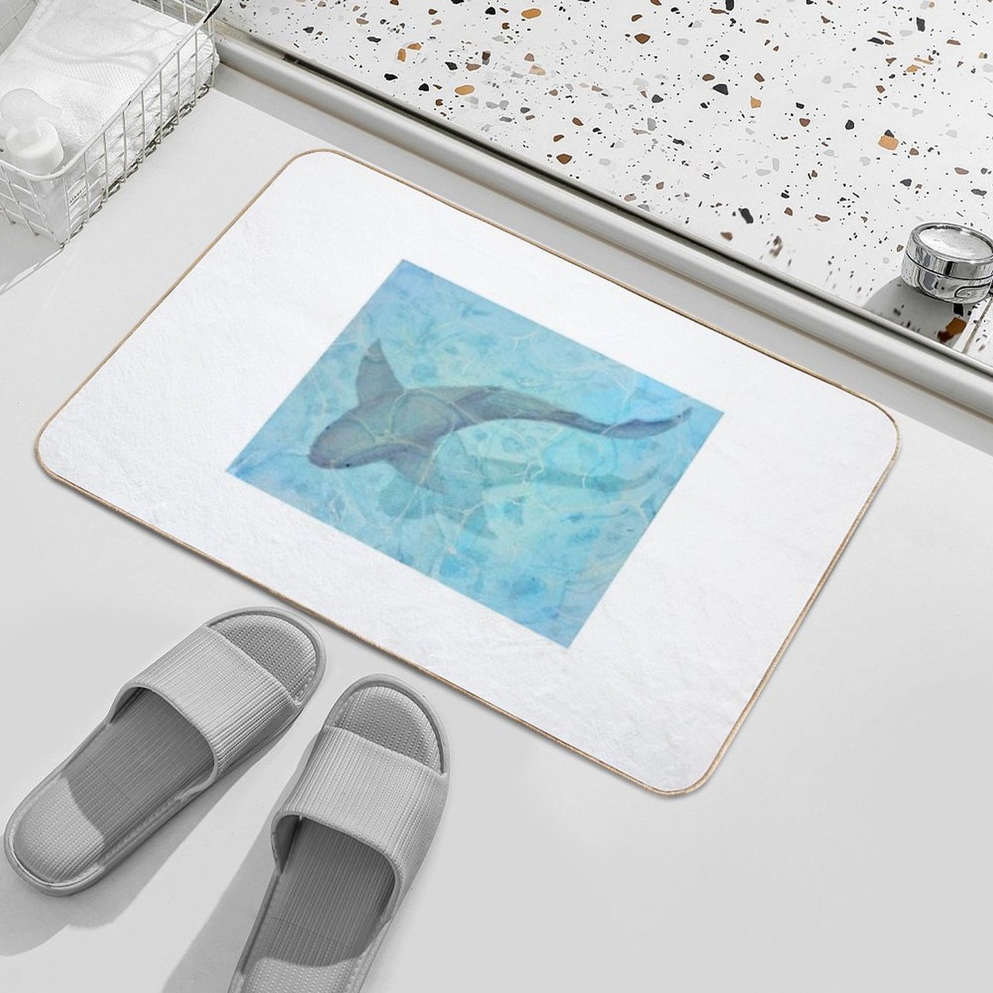 Turquoise And Transparent Sea  Anti-Trip Bath Mat