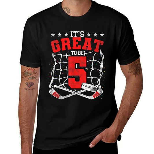 5th Birthday Hockey Lovers It&#39;s Great To Be 5 Years Old  Soft T-Shirt