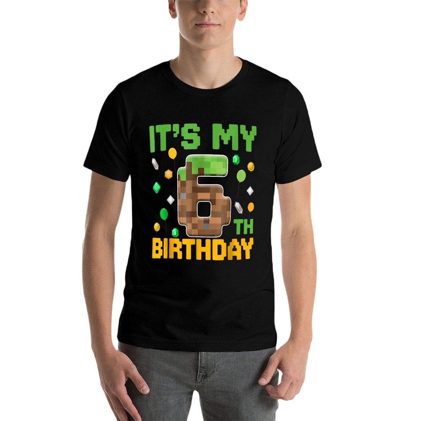 Birthday Boy It's My 6th Birthday Gamer Pixel Number  Summer-ready Fabric T-Shirt